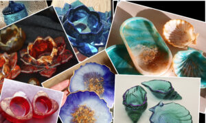 Dekoration und Deko Ideen aus Epoxidharz: Lotus Form Teelichthalter, blau, türkis Farbe, Schatulle mit der Deckel