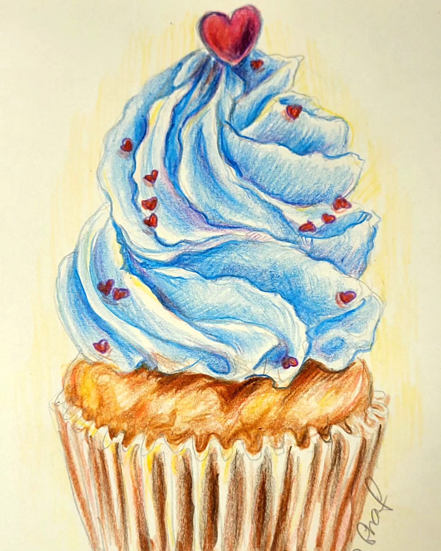 Detaillierte Zeichnung von Muffins mit Buntstiften