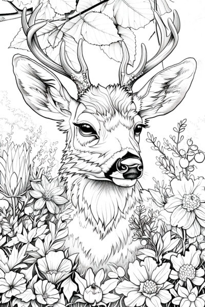 kostenlose Malvorlage, Waldtiere, Hirsche, Ausmalbilder zum ausdrucken und ausmalen