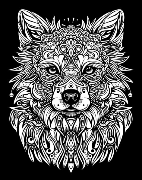 Kostenlose Malvorlagen mit schwarzem Hintergrund aus Malbuch Tier-Mandala von Oksana Graf, Wolf, Tiere, Pet, coloring page -3