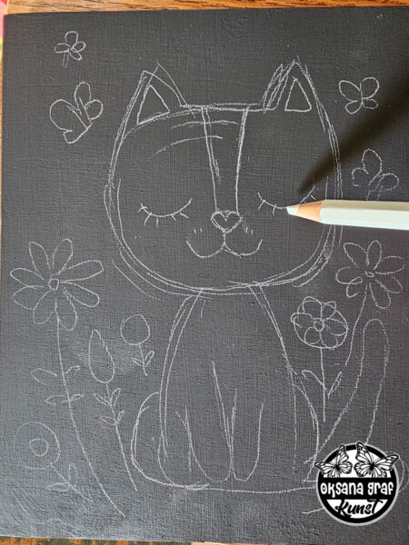 Handbemalte Holzbrett "Bunte Glückskatzenruhe" Holztafel, selbst bemalt, Katze, Bemalung, Happy Cat, Bunte Katze, Niedlich Oksana Graf