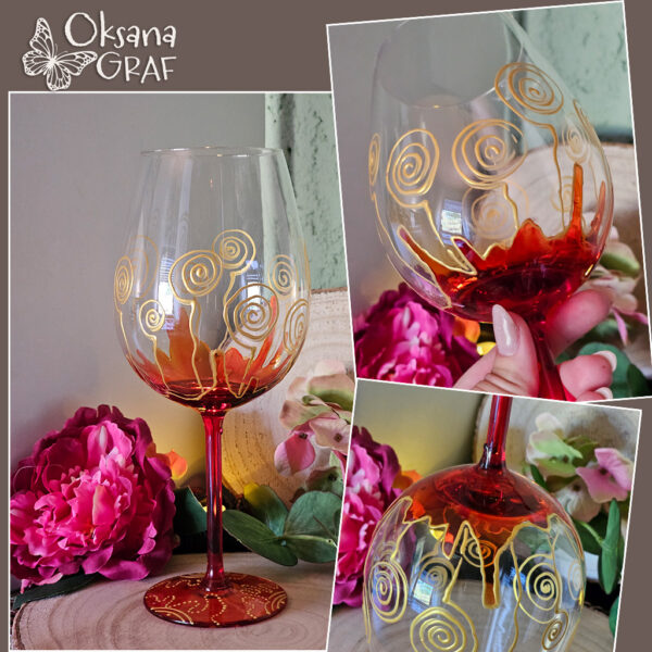 Glasmalerei, Weinglas bemalt mit Traubenmotiv, glas Farbe, originale Unikate Weingläser, aesthetic, Luxus, einzigartiges Design stücke   