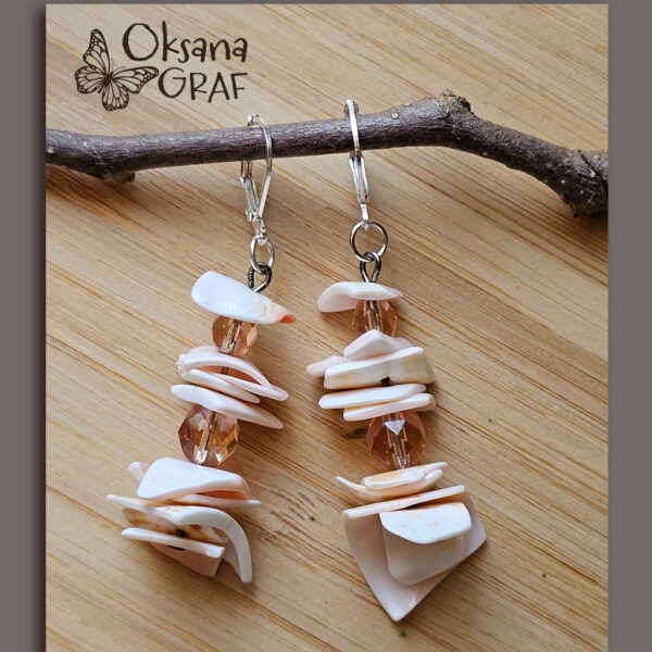 Ohrringe Muscheln, bocho, rosa, silver, Unikate schmuck