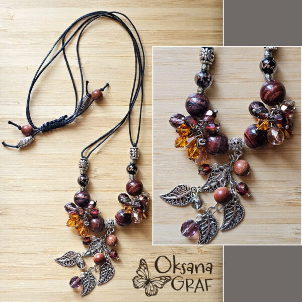 Handmade Schmuck Set, Edelsteine Tigerauge, Silber, kristallperle