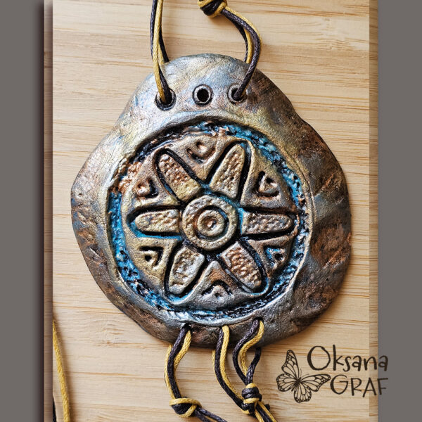 Etno, Bocho stil, Antik Anhänger, Halskette, aus Ton, 